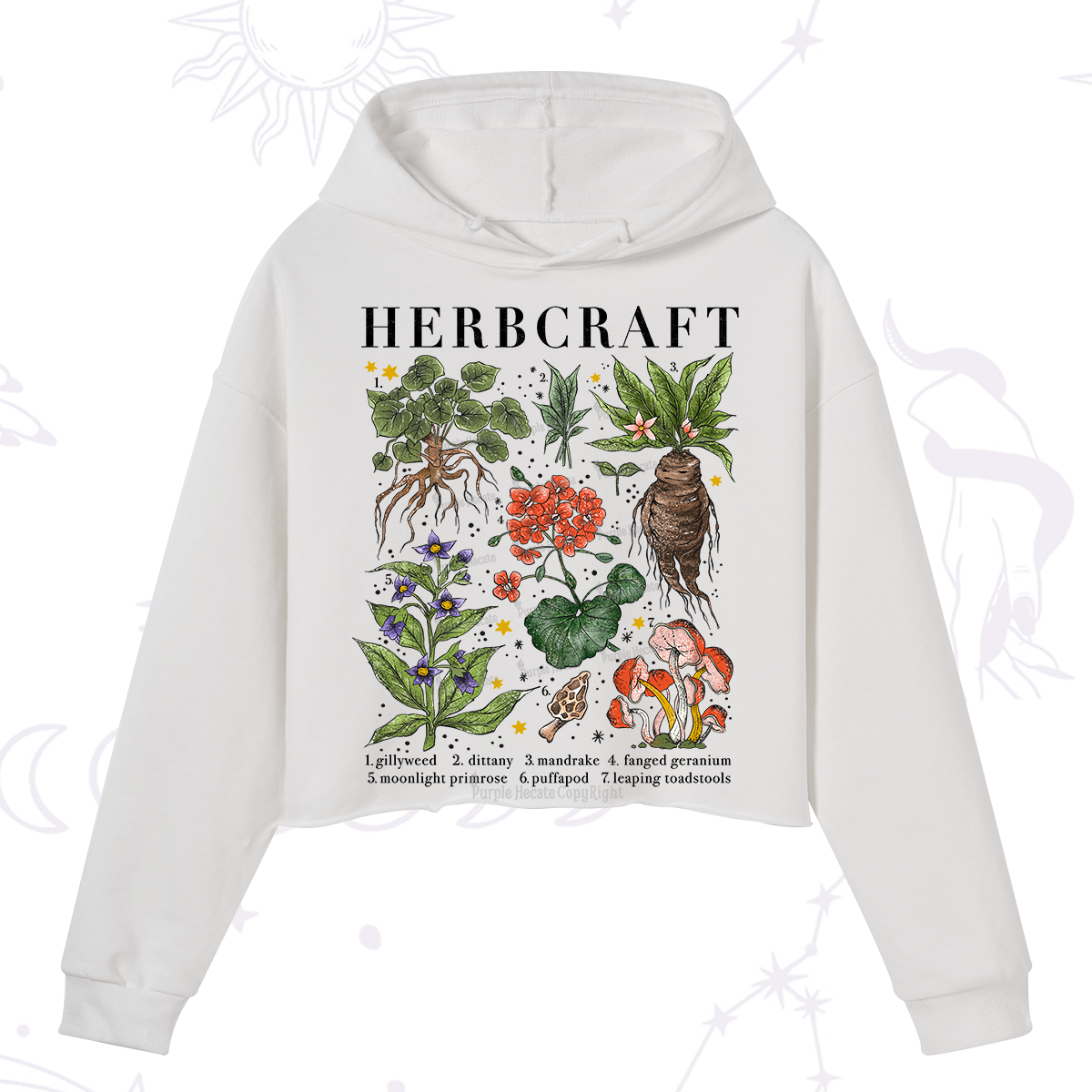 Purplehecate Magical Herbcraft Crop Hoodie