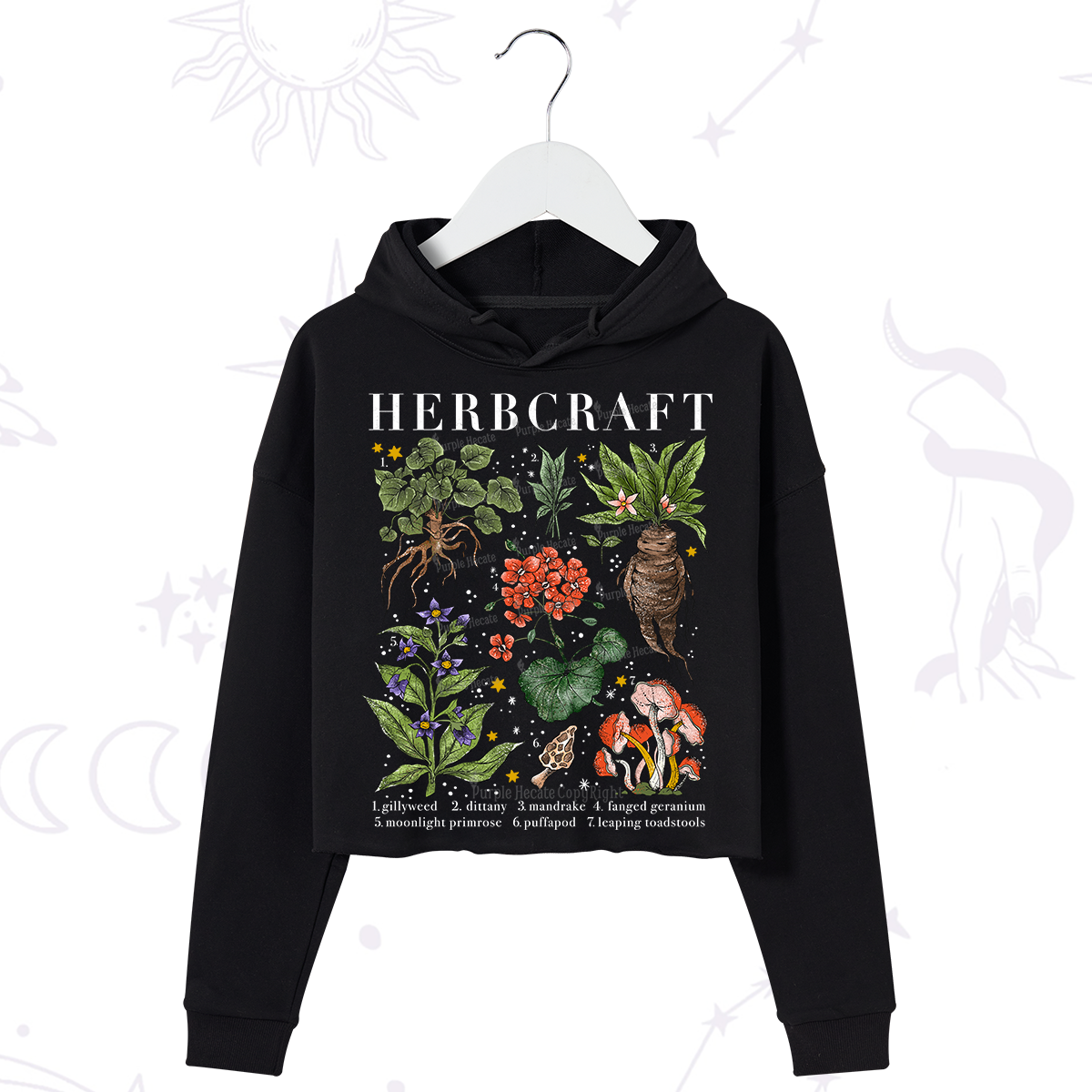 Purplehecate Magical Herbcraft Crop Hoodie