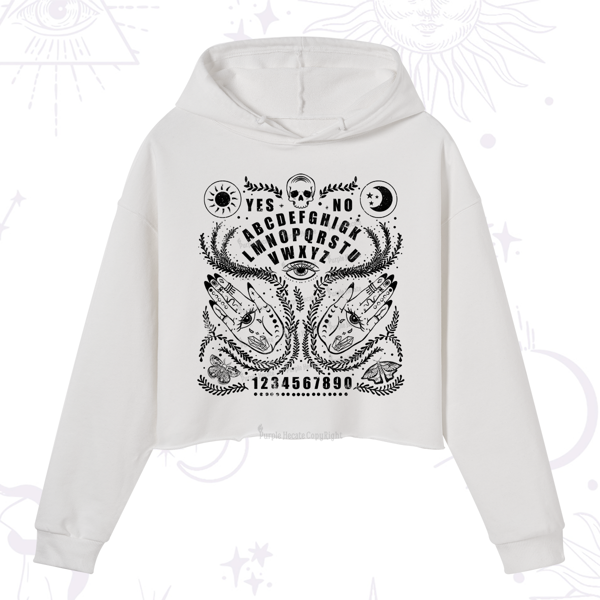 Purplehecate Ouija Spirit Board Crop Hoodie