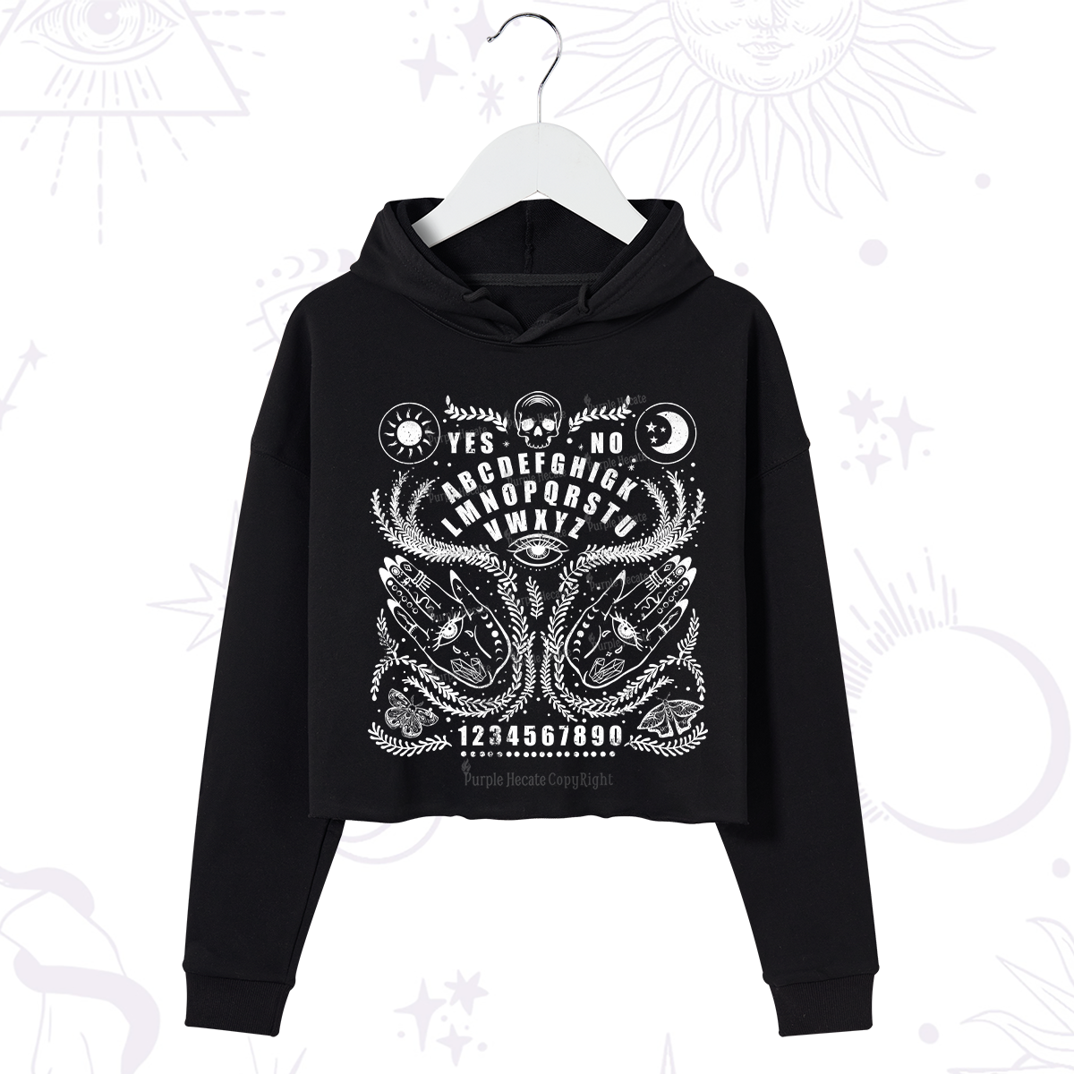 Purplehecate Ouija Spirit Board Crop Hoodie
