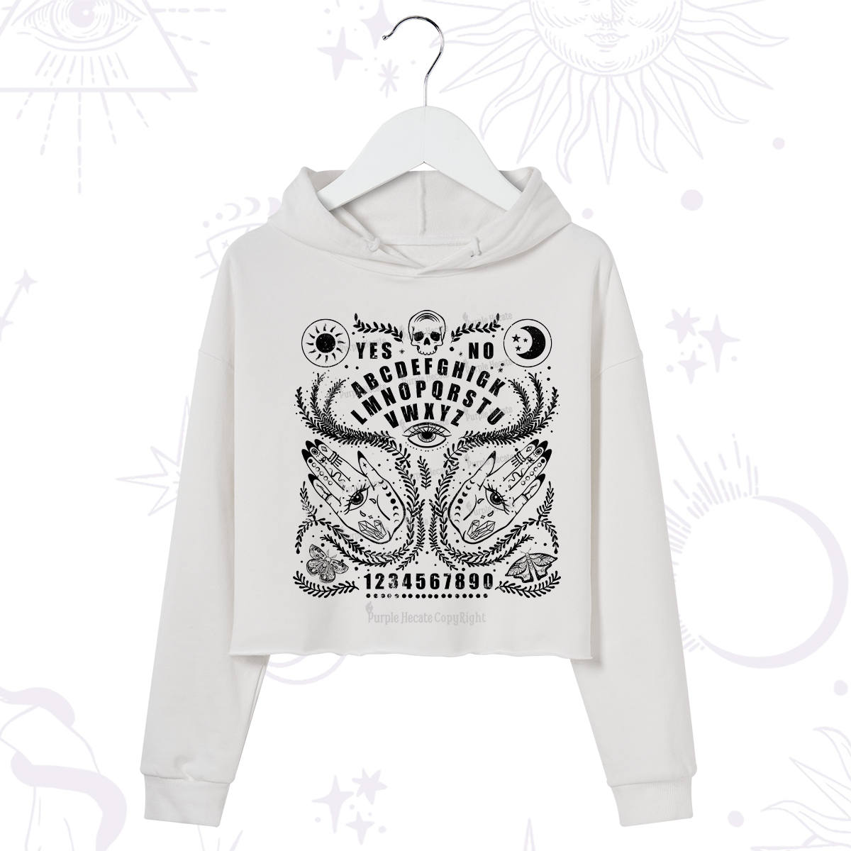 Purplehecate Ouija Spirit Board Crop Hoodie