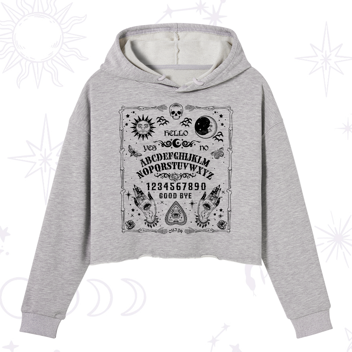 Purplehecate Ouija Board Crop Hoodie