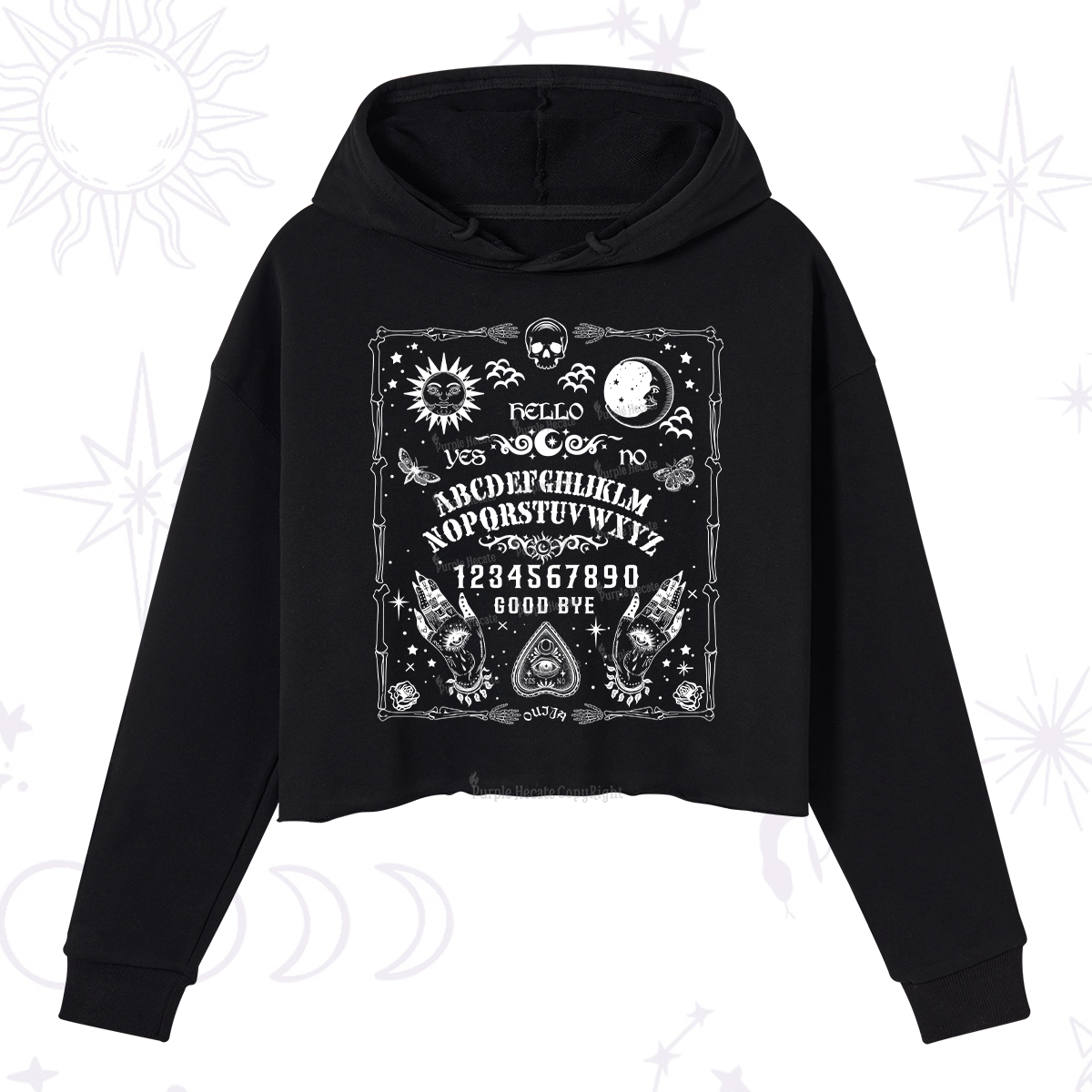 Purplehecate Ouija Board Crop Hoodie