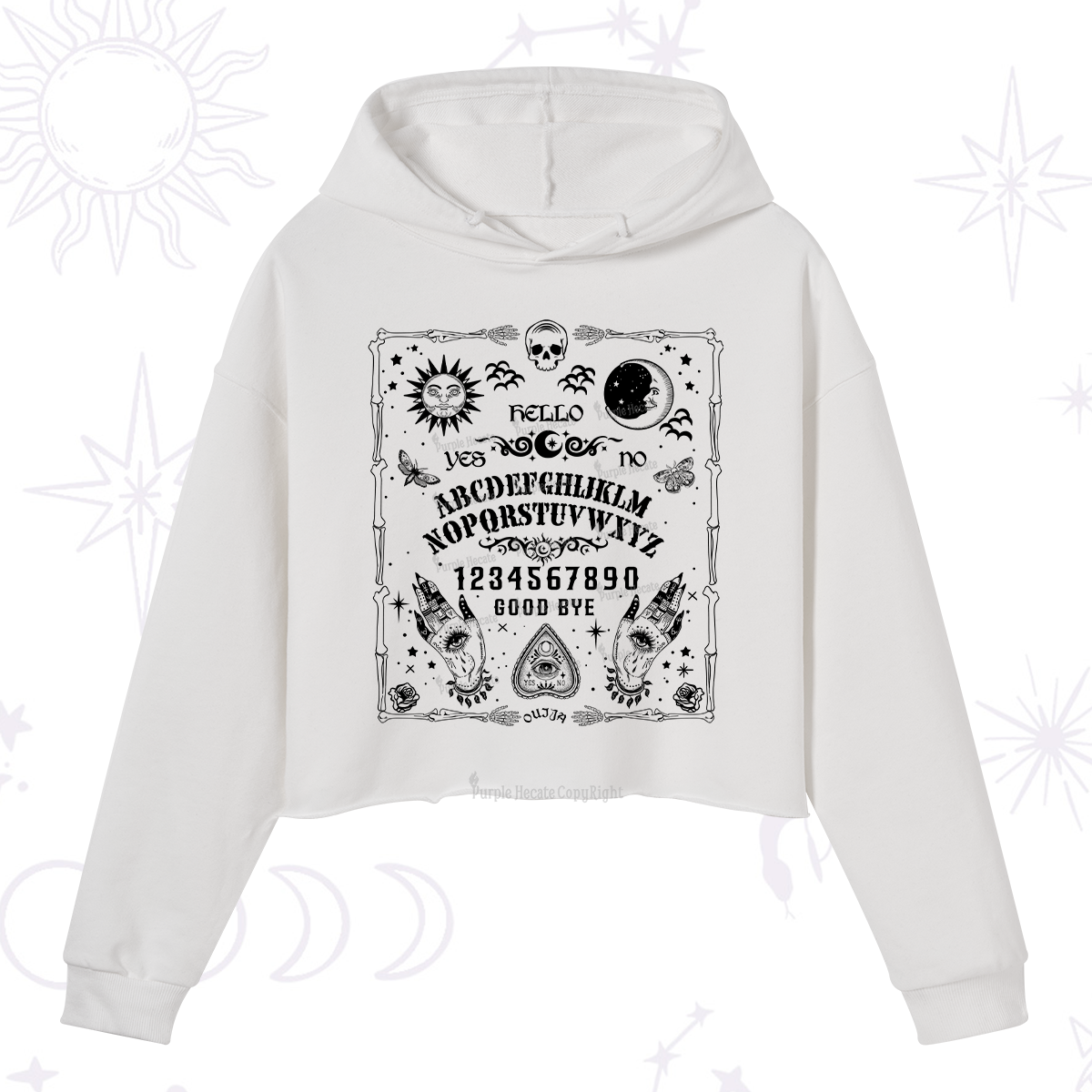 Purplehecate Ouija Board Crop Hoodie