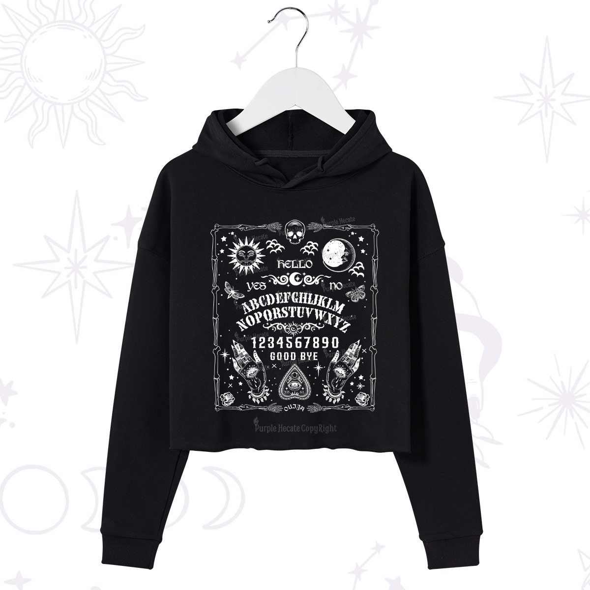 Purplehecate Ouija Board Crop Hoodie