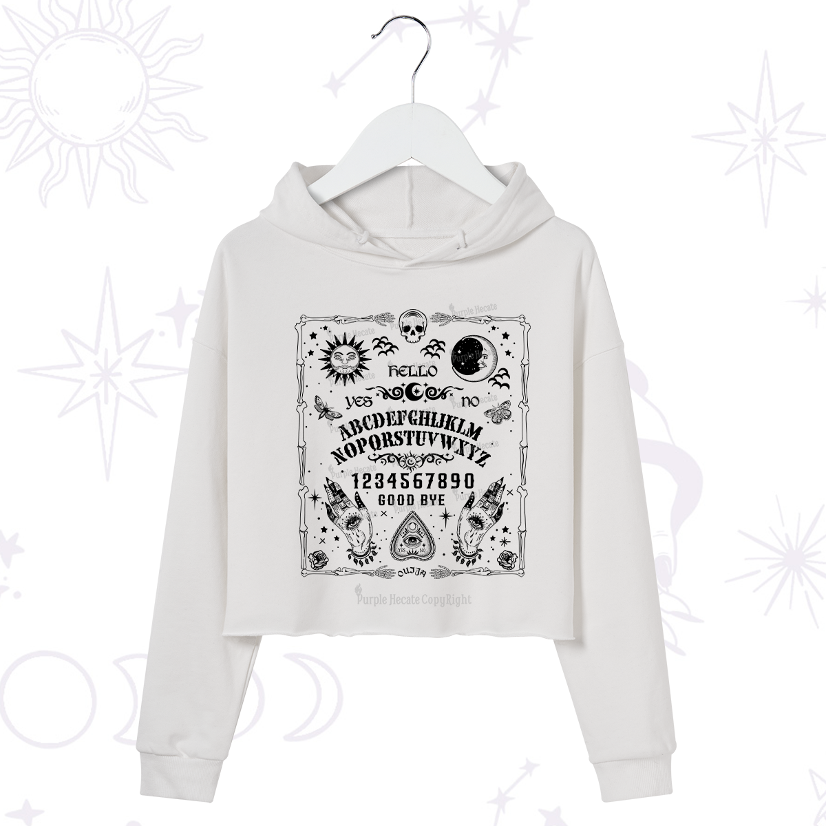 Purplehecate Ouija Board Crop Hoodie
