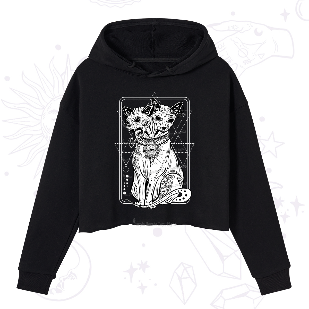 Purplehecate The Cat Goddess Bastet Crop Hoodie