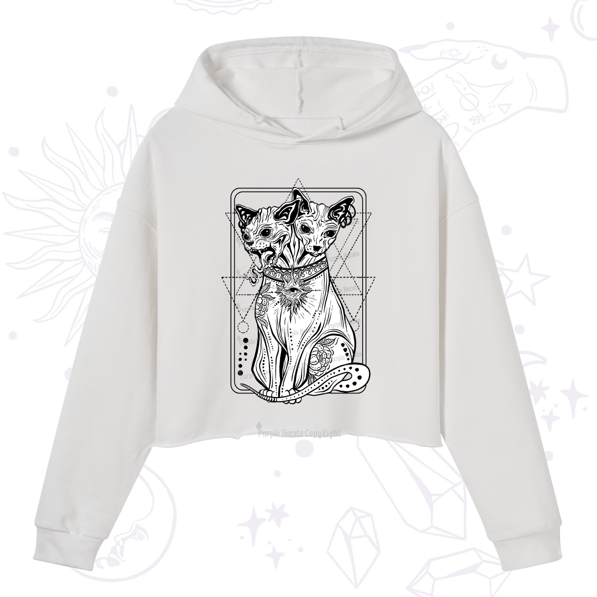 Purplehecate The Cat Goddess Bastet Crop Hoodie