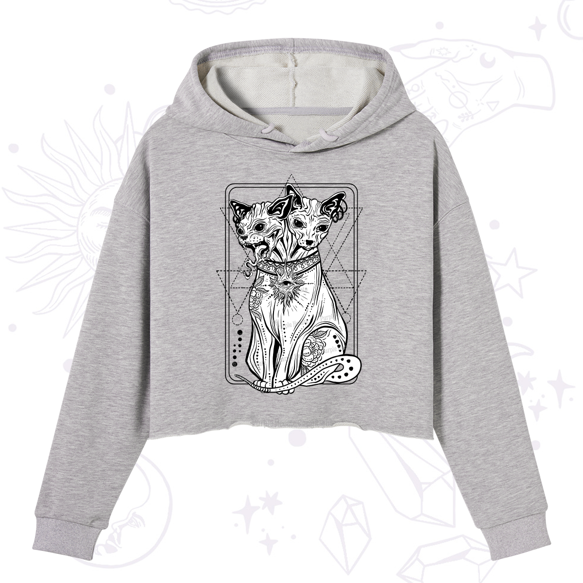 Purplehecate The Cat Goddess Bastet Crop Hoodie