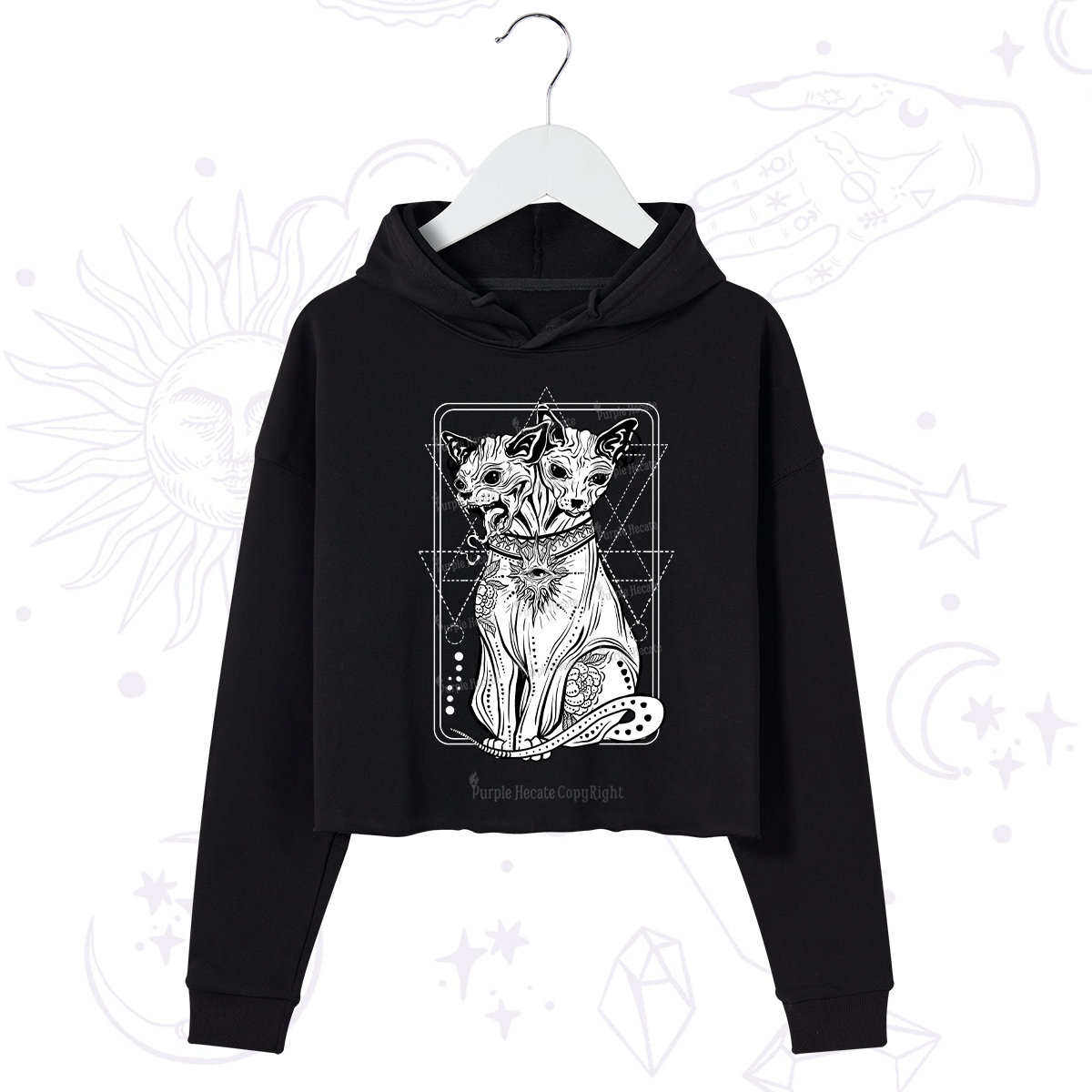 Purplehecate The Cat Goddess Bastet Crop Hoodie
