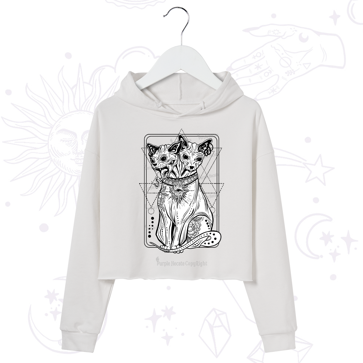 Purplehecate The Cat Goddess Bastet Crop Hoodie