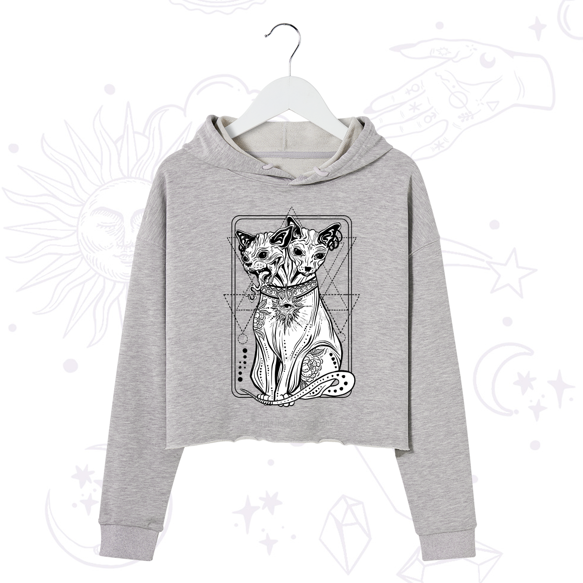 Purplehecate The Cat Goddess Bastet Crop Hoodie