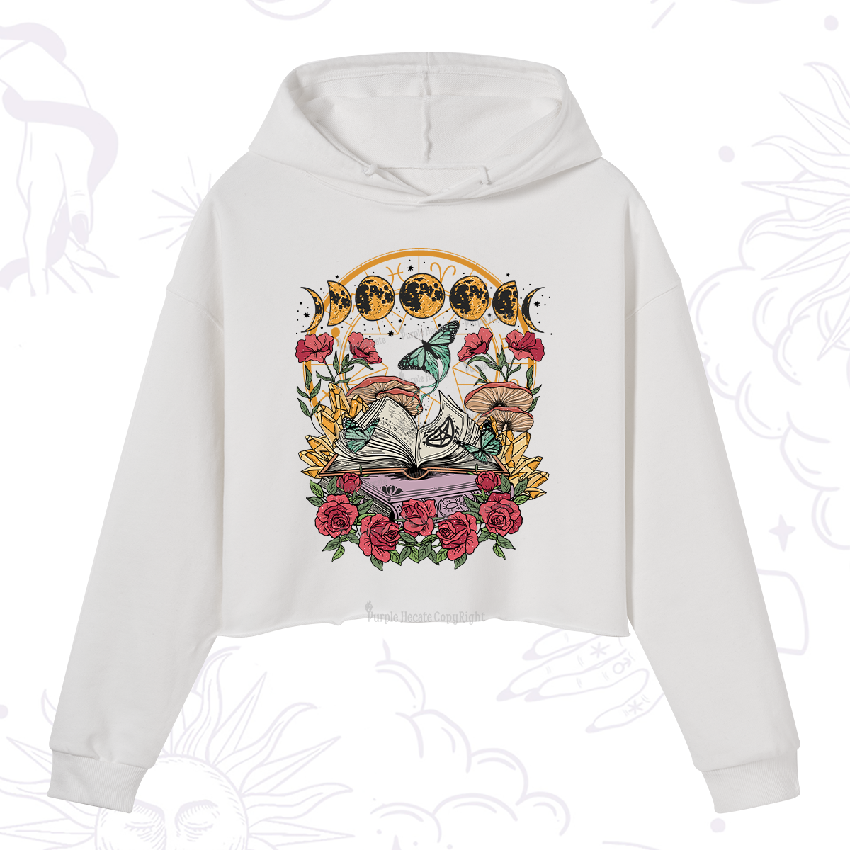Purplehecate Witchy Book Crop Hoodie