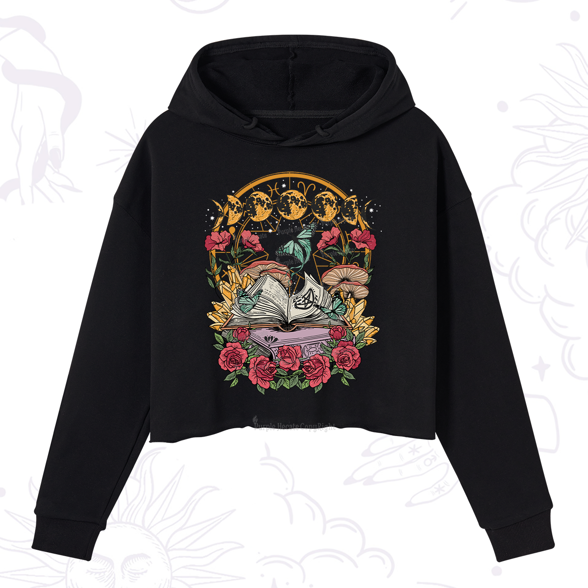 Purplehecate Witchy Book Crop Hoodie