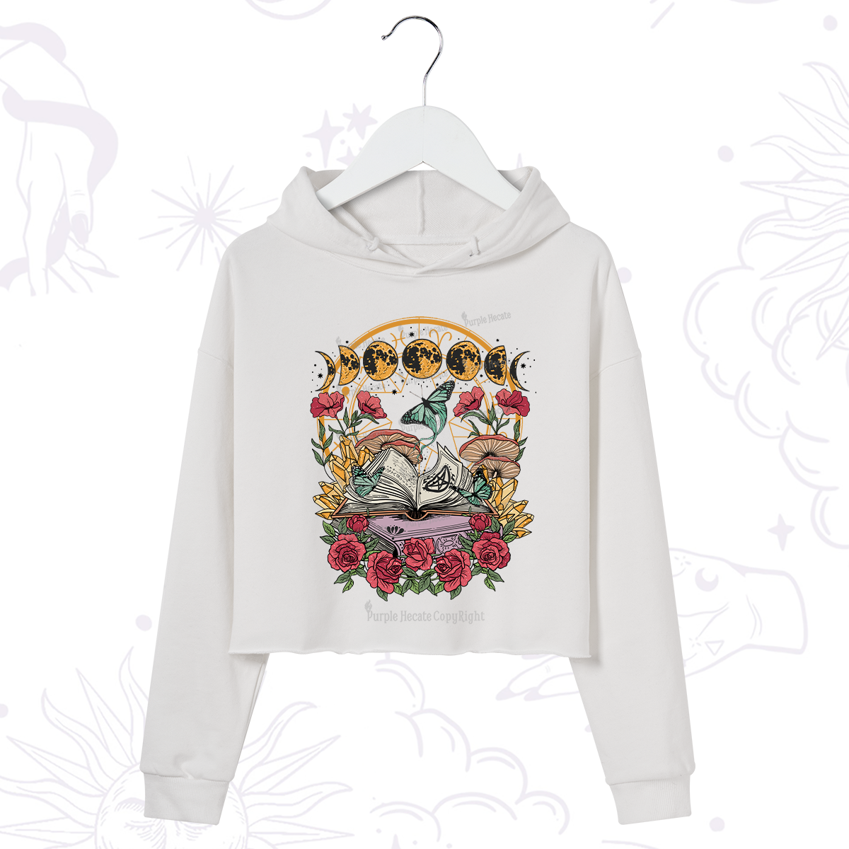 Purplehecate Witchy Book Crop Hoodie