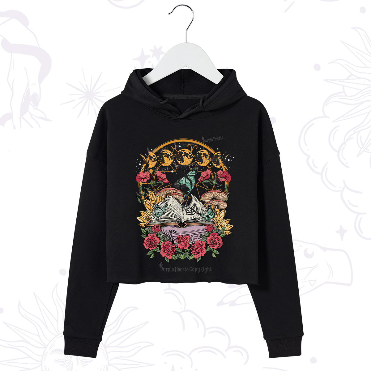 Purplehecate Witchy Book Crop Hoodie