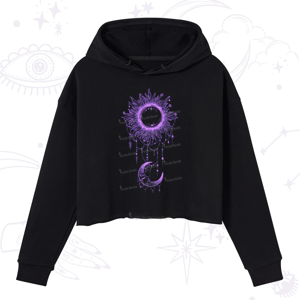 Purplehecate Radiance Of Sun And Moon Crop Hoodie