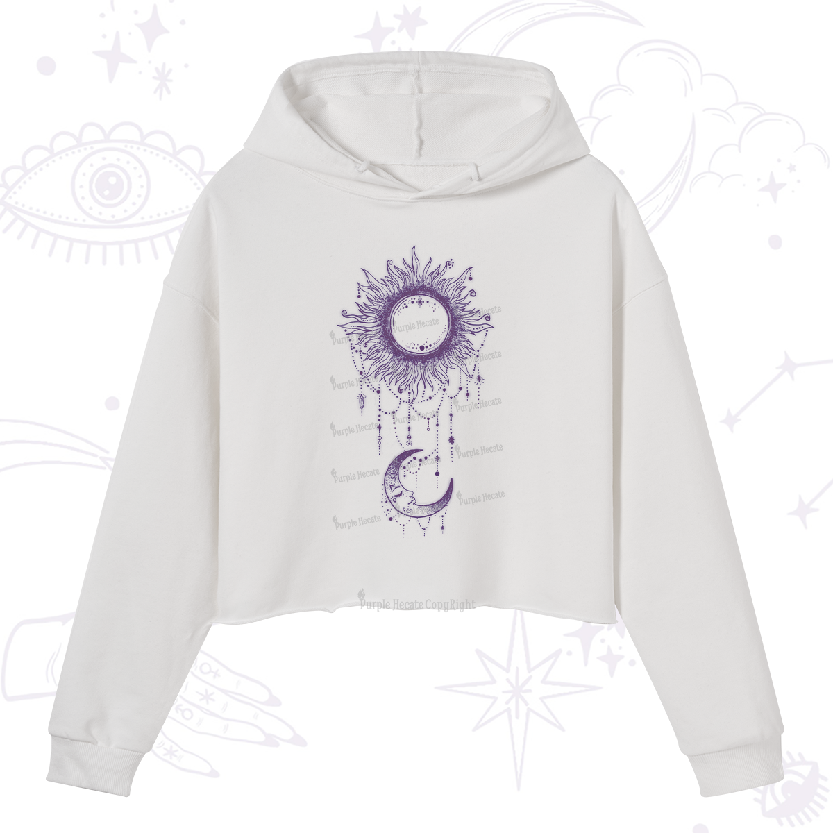Purplehecate Radiance Of Sun And Moon Crop Hoodie