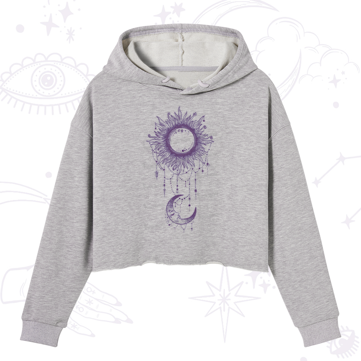 Purplehecate Radiance Of Sun And Moon Crop Hoodie