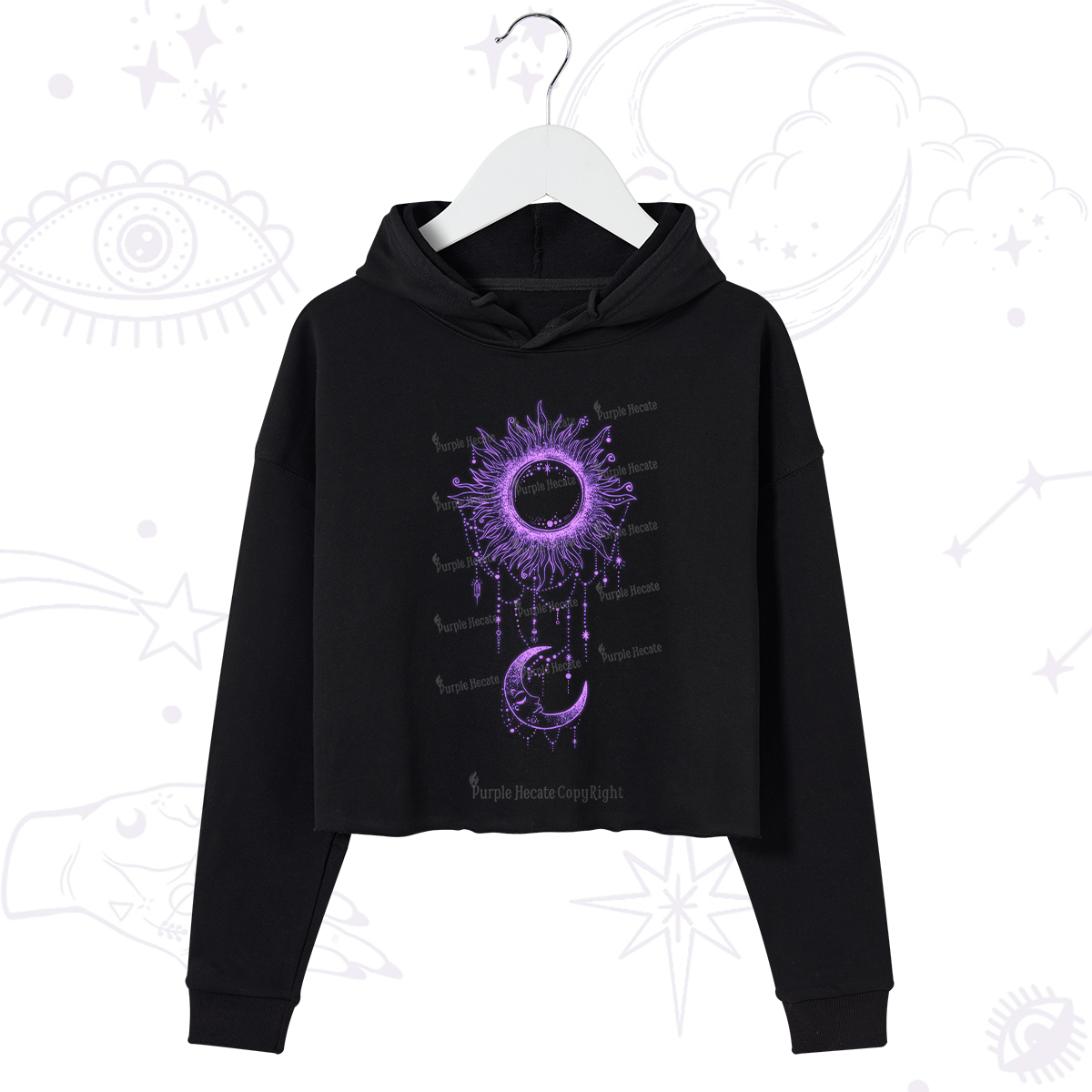Purplehecate Radiance Of Sun And Moon Crop Hoodie