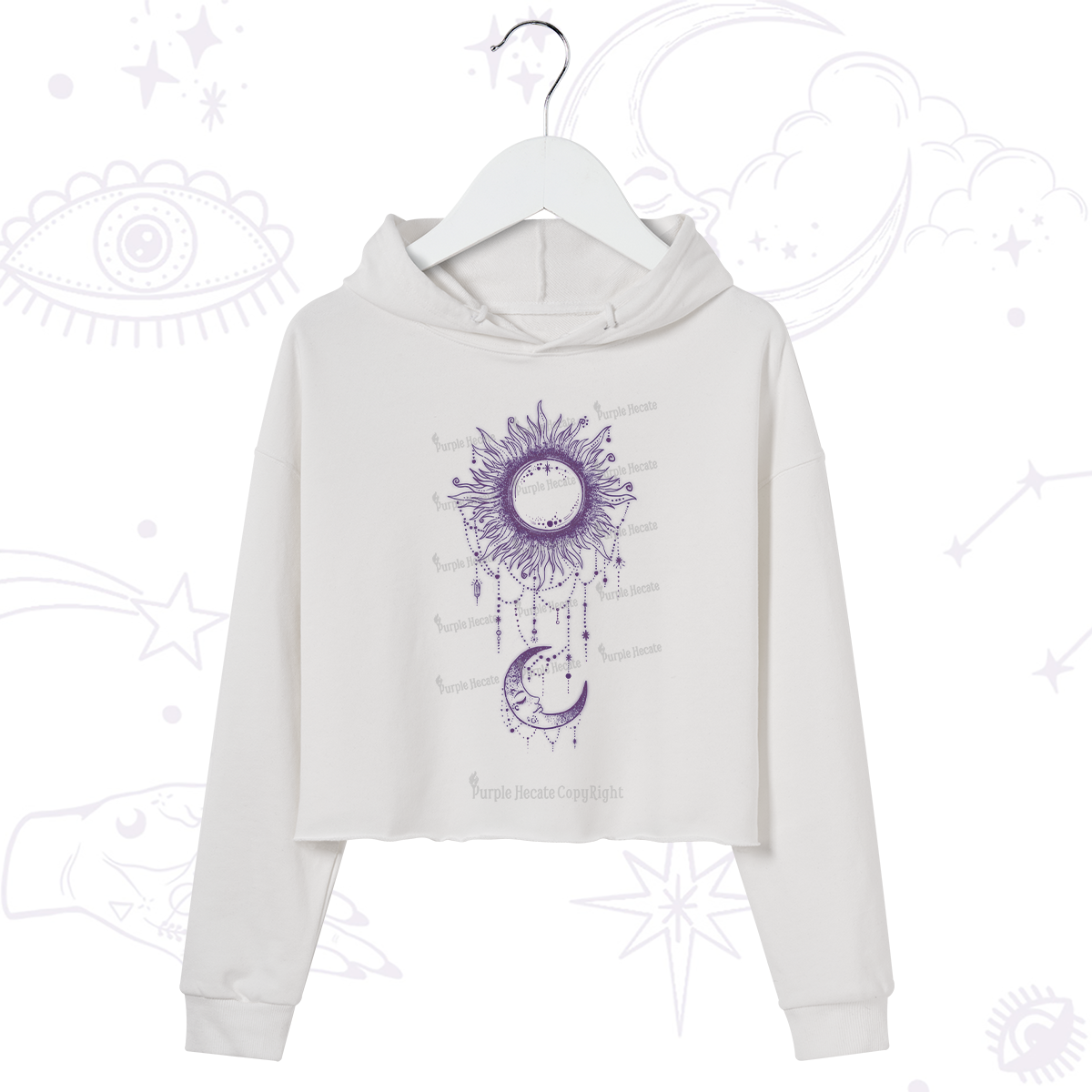 Purplehecate Radiance Of Sun And Moon Crop Hoodie