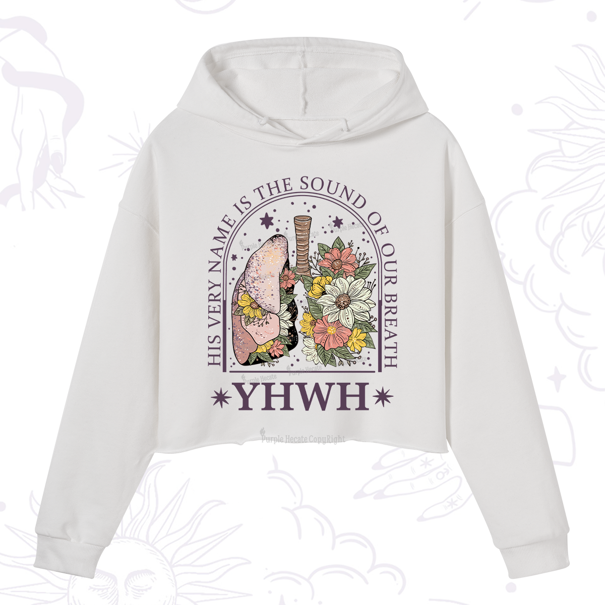 Purplehecate His Very Name Is The Sound Of Our Breath Crop Hoodie