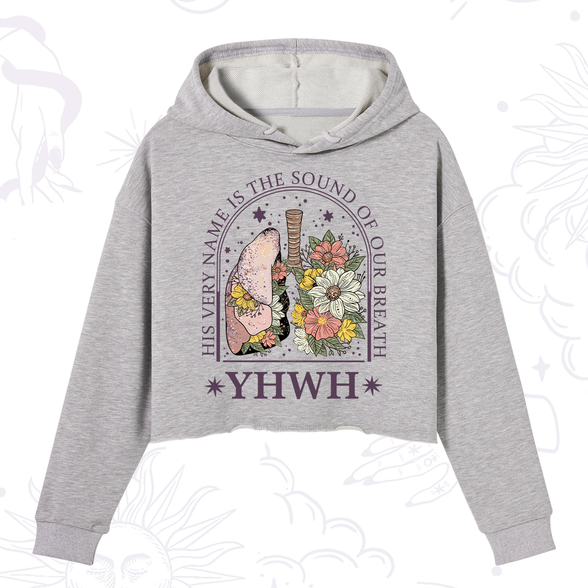Purplehecate His Very Name Is The Sound Of Our Breath Crop Hoodie