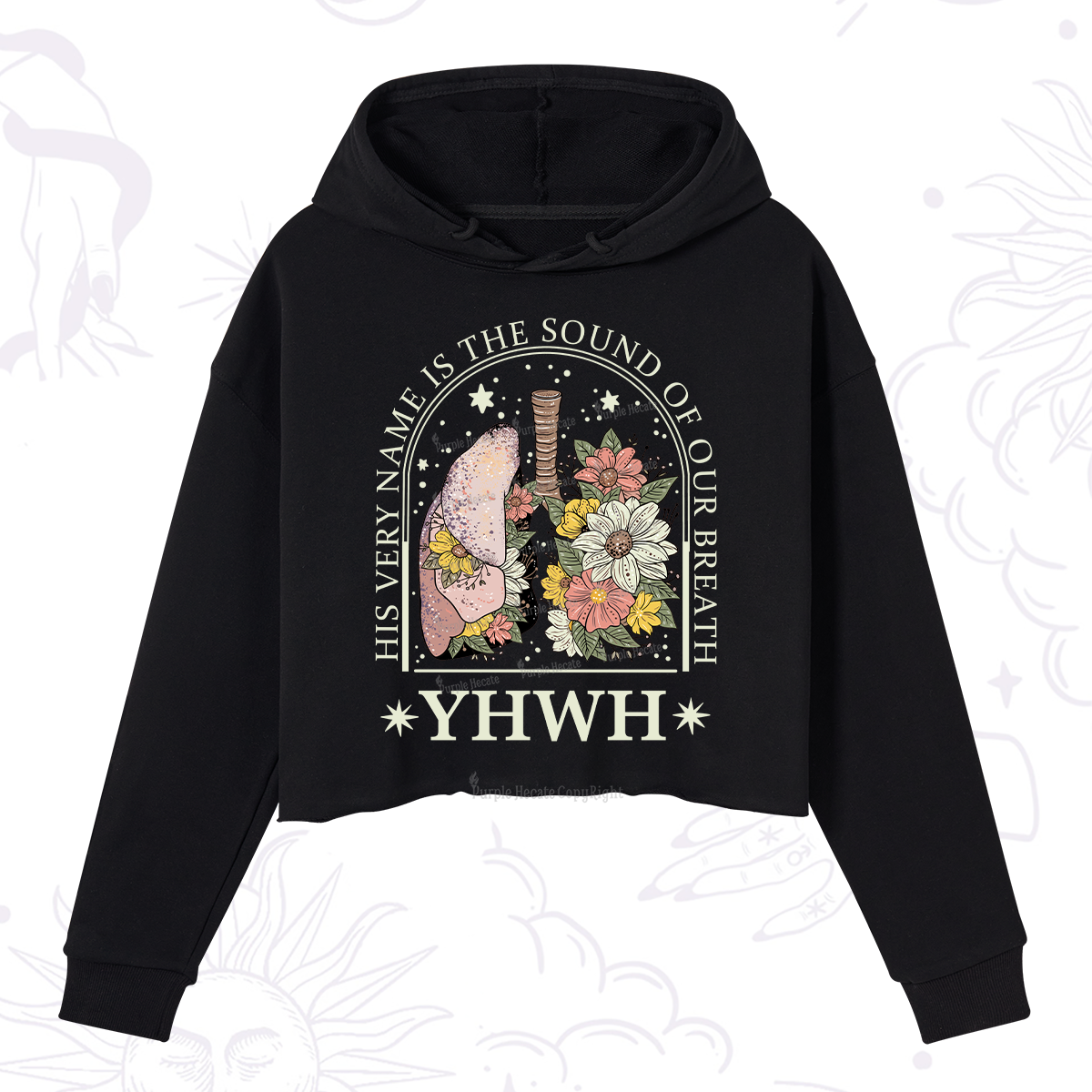 Purplehecate His Very Name Is The Sound Of Our Breath Crop Hoodie