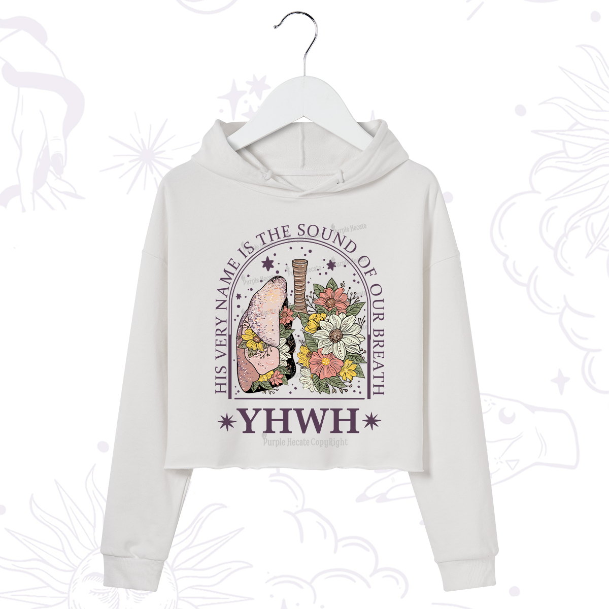 Purplehecate His Very Name Is The Sound Of Our Breath Crop Hoodie