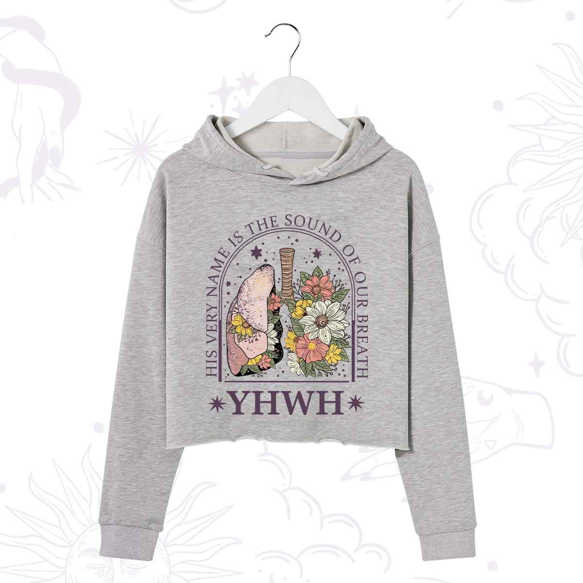 Purplehecate His Very Name Is The Sound Of Our Breath Crop Hoodie