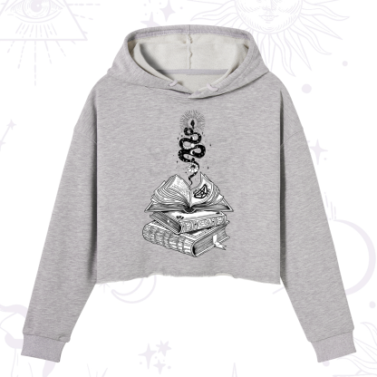 Purplehecate Spellbook And Guardian Serpent Crop Hoodie