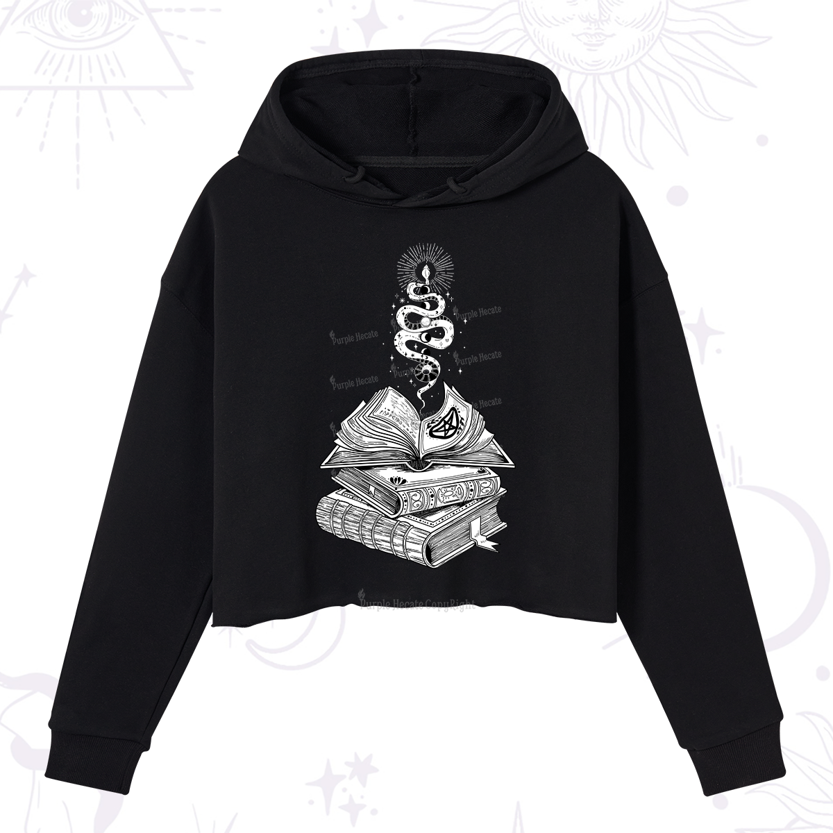 Purplehecate Spellbook And Guardian Serpent Crop Hoodie