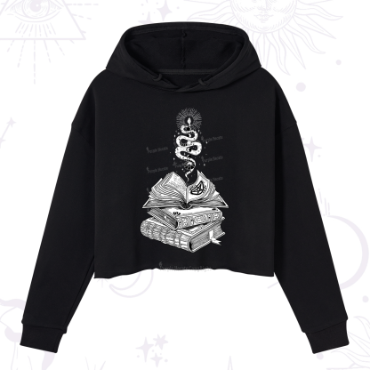 Purplehecate Spellbook And Guardian Serpent Crop Hoodie
