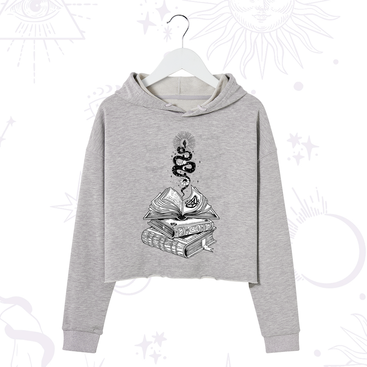 Purplehecate Spellbook And Guardian Serpent Crop Hoodie