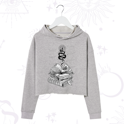 Purplehecate Spellbook And Guardian Serpent Crop Hoodie