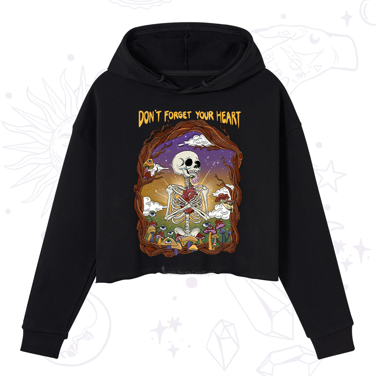 Purplehecate Don't Forget Your Heart Crop Hoodie