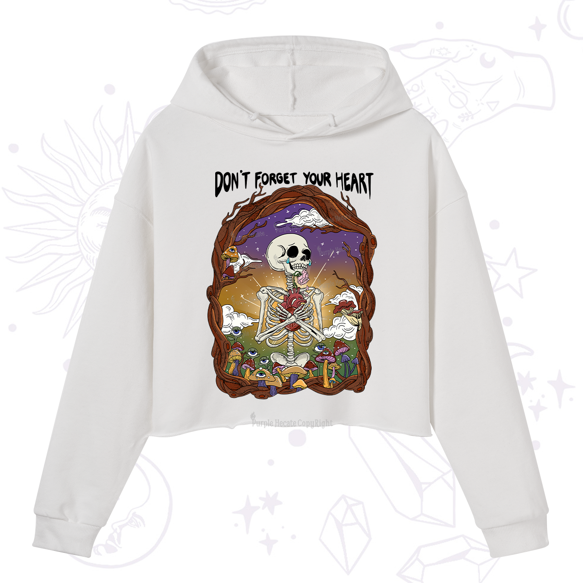 Purplehecate Don't Forget Your Heart Crop Hoodie