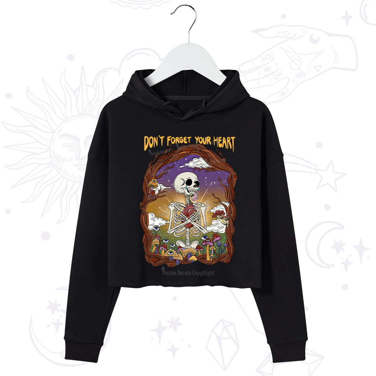 Purplehecate Don't Forget Your Heart Crop Hoodie
