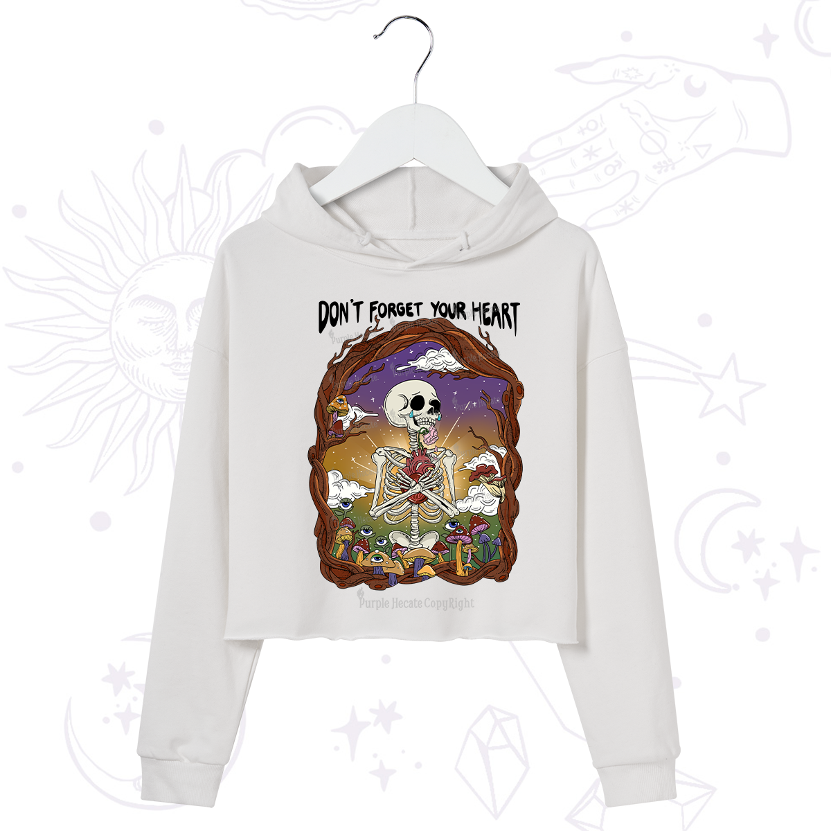 Purplehecate Don't Forget Your Heart Crop Hoodie