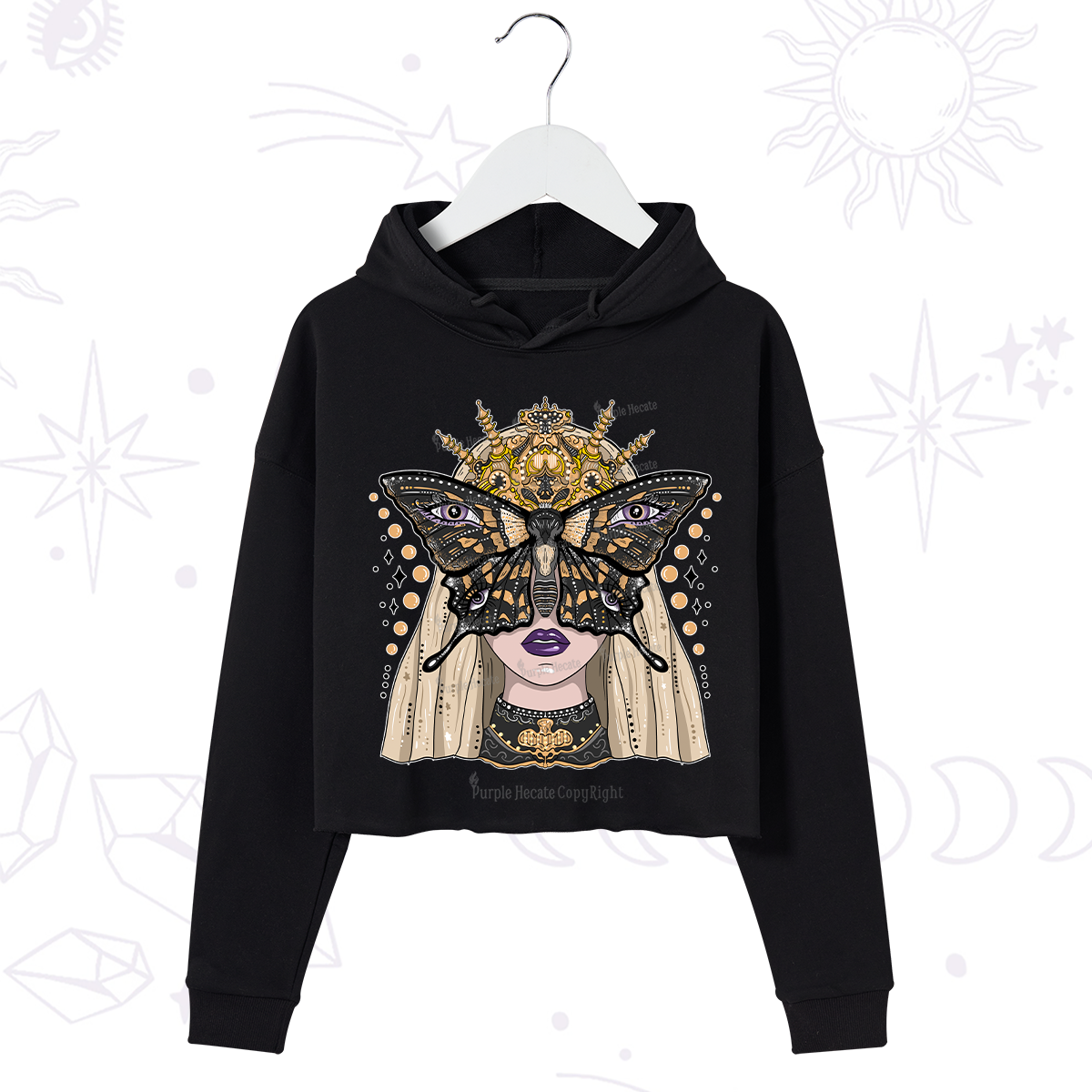 Purplehecate Butterfly Witchy Crop Hoodie