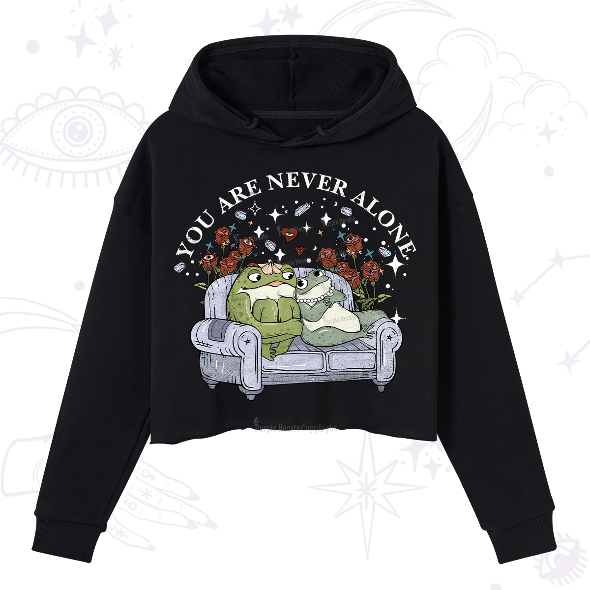 Purplehecate Your Are Never Alone Crop Hoodie