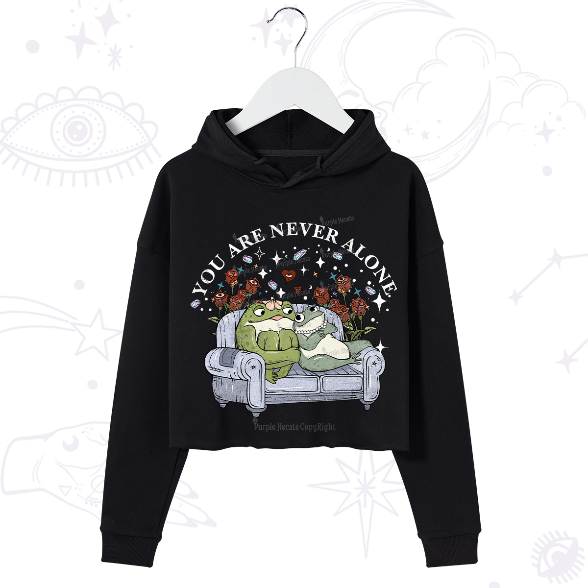 Purplehecate Your Are Never Alone Crop Hoodie