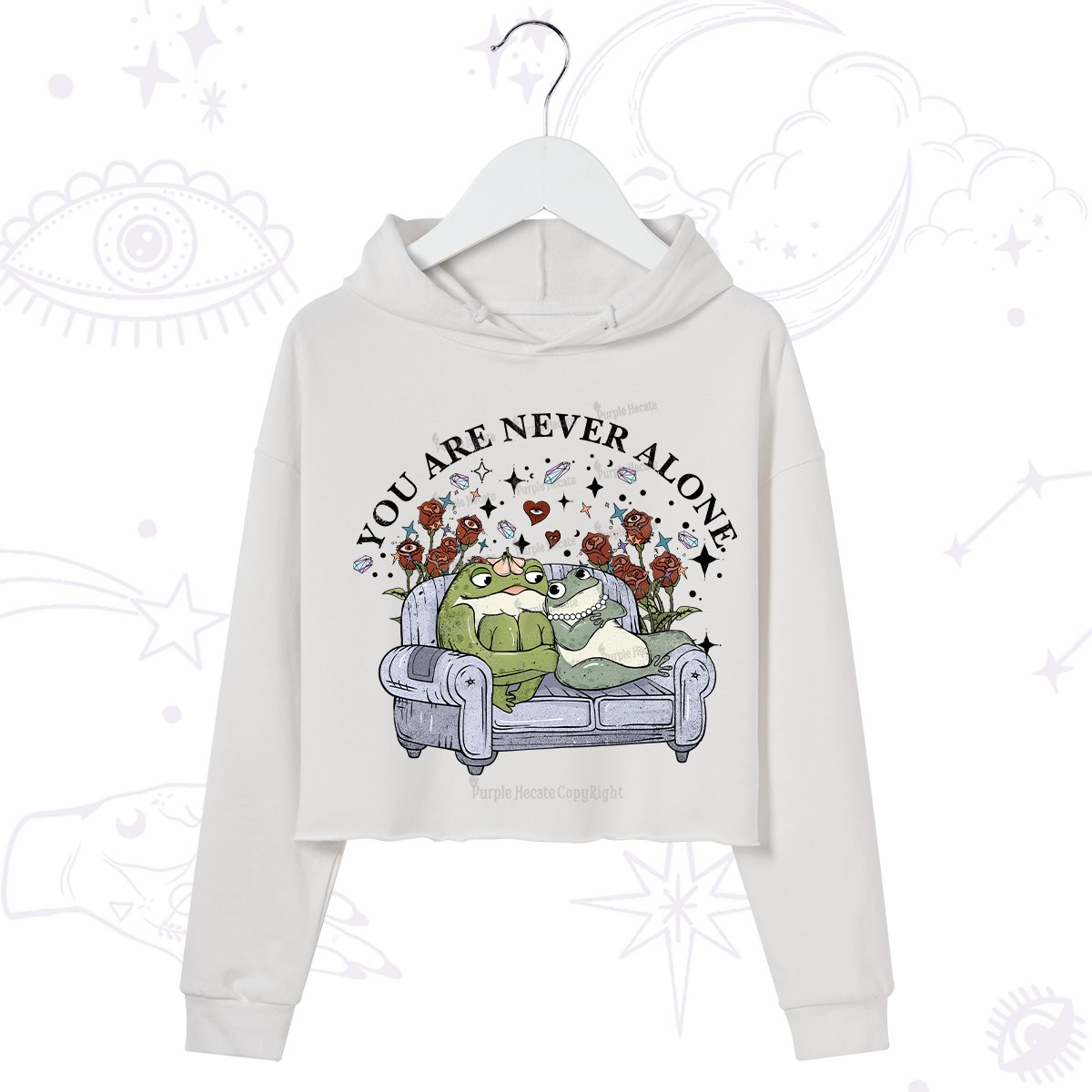 Purplehecate Your Are Never Alone Crop Hoodie