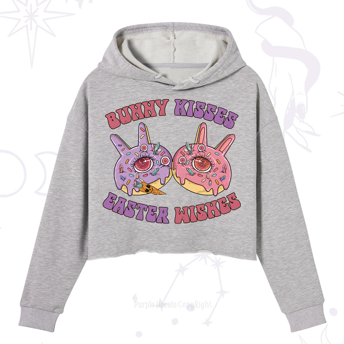 Purplehecate Bunny Kisses Easter Wishes Crop Hoodie