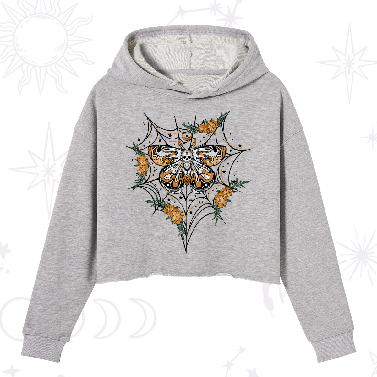 Purplehecate Death Head Moth Crop Hoodie