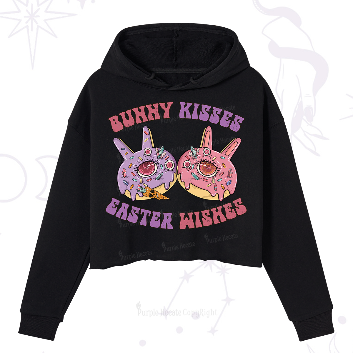 Purplehecate Bunny Kisses Easter Wishes Crop Hoodie