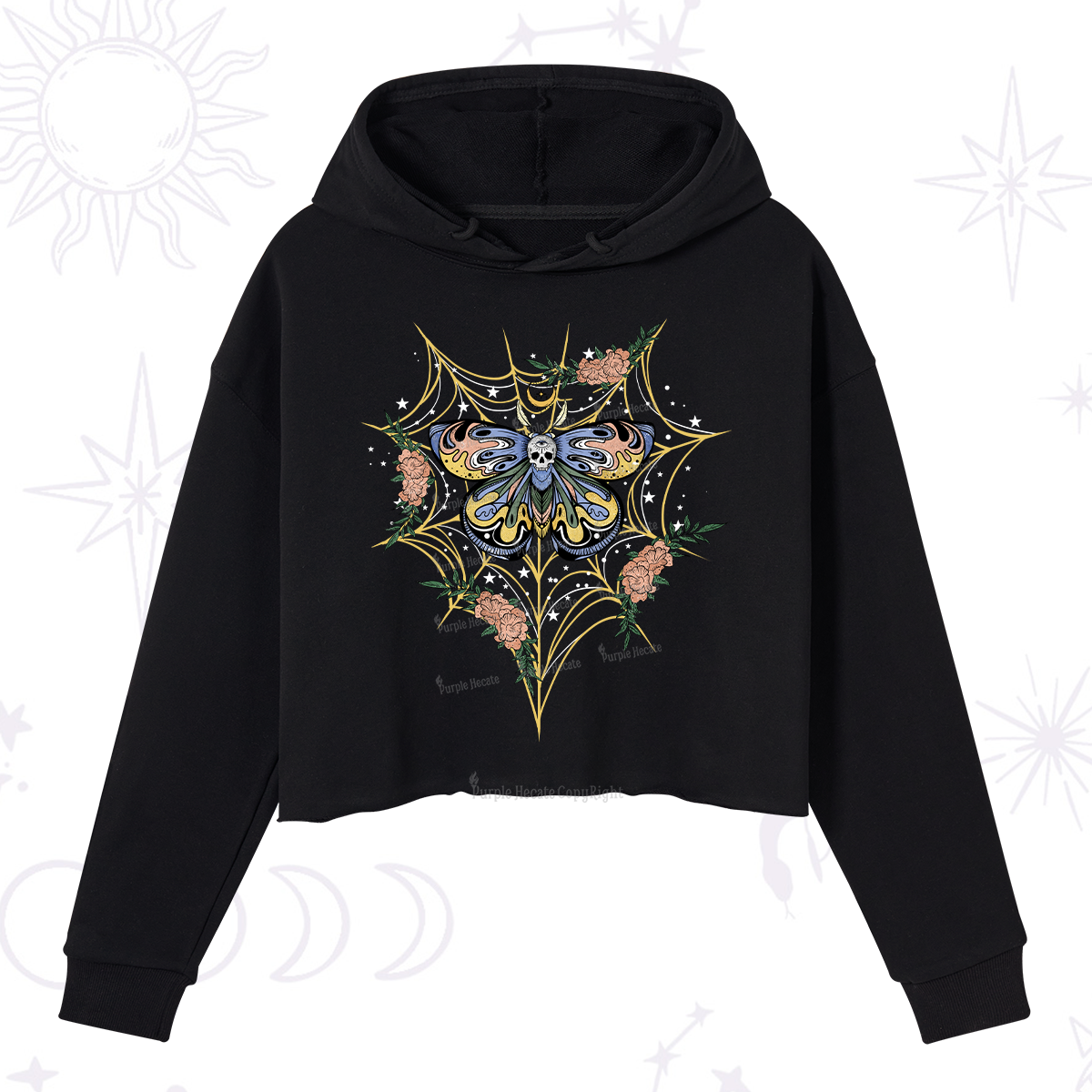 Purplehecate Death Head Moth Crop Hoodie