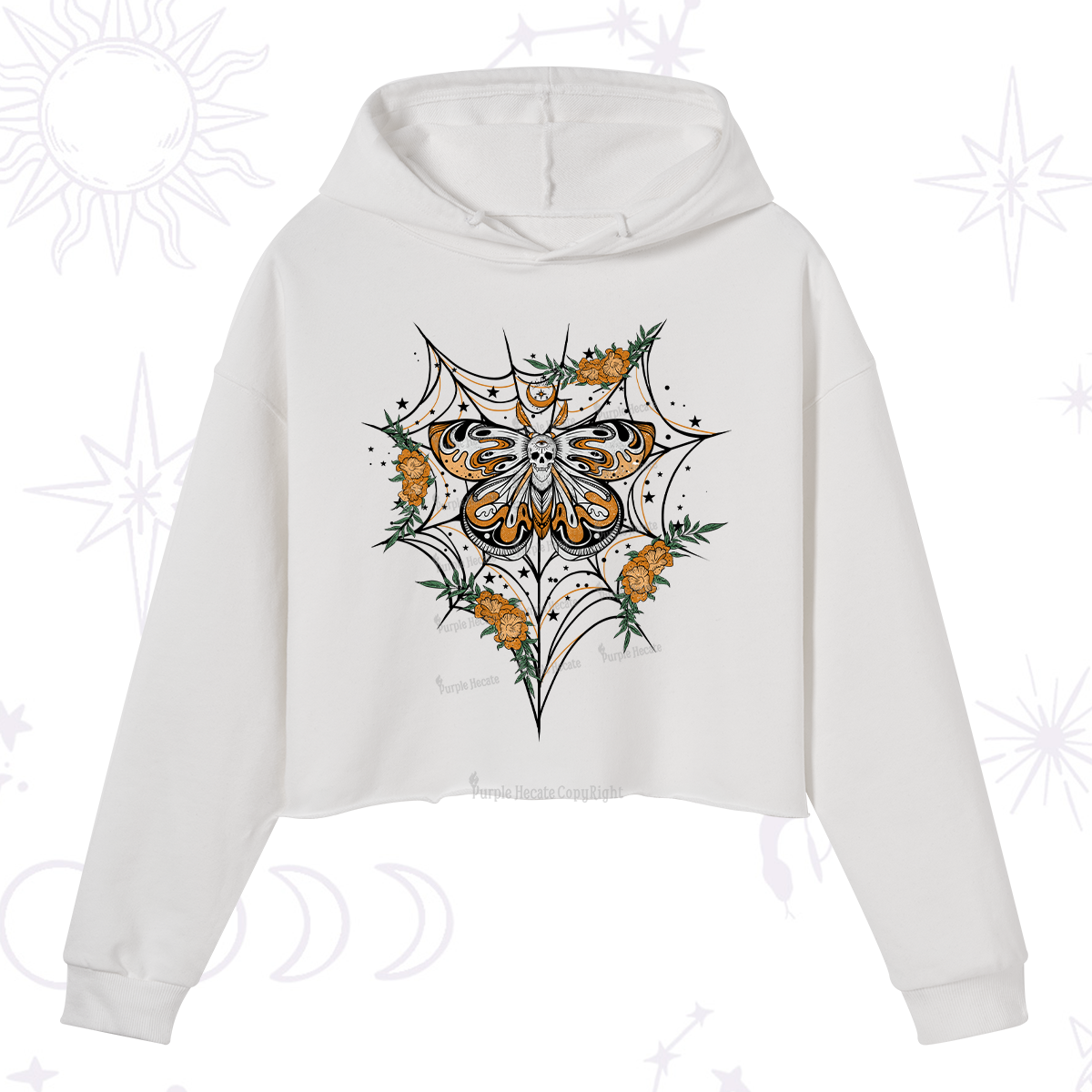 Purplehecate Death Head Moth Crop Hoodie