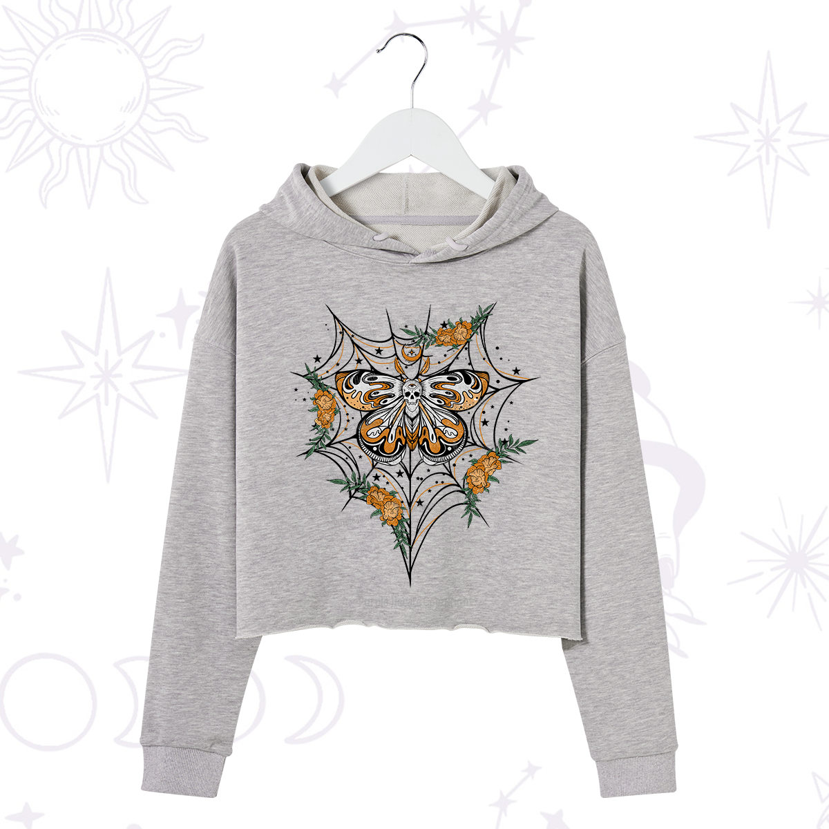 Purplehecate Death Head Moth Crop Hoodie