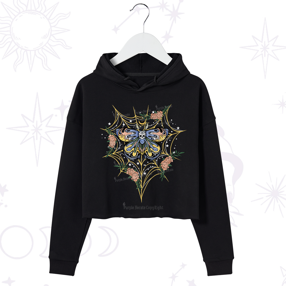 Purplehecate Death Head Moth Crop Hoodie